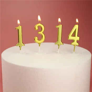 1pc/skaičius Gimtadienis Žvakė Didelis Tortas Aukso Žvakė Top Hat Nerūkomojo 0-9 Skaičių Žvakė Apdailos Gimtadienio, Vestuvių Dekoravimas