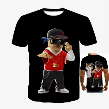3d Gyvūnų Spausdinimo vyriški Laisvalaikio Marškinėlius Keista, Hip-Hop ' Harajuku Stiliaus Marškinėliai Hip-Hop Porų Mados Negabaritinių Marškinėliai Drabužių
