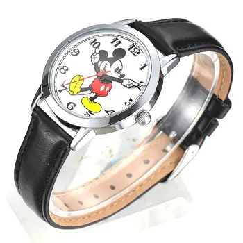 Vaikams Žiūrėti Mickey Mouse Odinis Dirželis Laikrodis Vaikas Disney Animacinių Filmų Prabangos Prekės Laikas Protingas Berniukas Valandą Graži Mergina Dovana Karšta Mergina