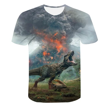 Juros periodo Pasaulyje Sumažėjo Koninkrijk Kietas Dinosaurus Hoofd 3D Print T-shirt Mannen/Vrouwen Hiphop Tee Marškinėlius Jongen Kleur kleding