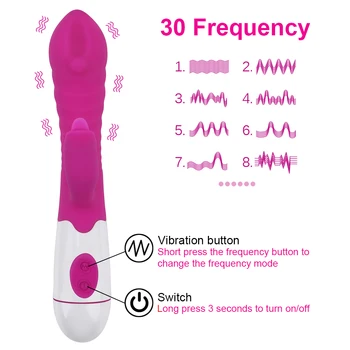 30 Dažnio G-Spot Klitorio Stimuliatorius Kalba Lyžis Spenelių Vibratorius Makštį, Išangę Masažas Sekso Žaislai Moterims, Rabbit Vibratorius