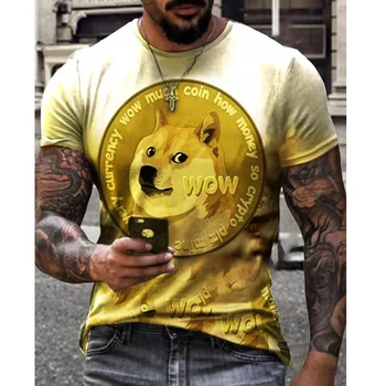 Bitcoin Spausdinti 3D Mados T-Shirt Vyrams Vasaros Atsitiktinis Apvalios Kaklo trumpomis Rankovėmis Gatvės Harajuku Stilius Negabaritinių Vyrų Drabužiai XXS-6XL
