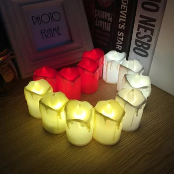 Baterija maitinamo LED Arbata Žibintai, Žvakės, Flameless Mirgėjimas Vestuvių Dekoro Elektroninių Žvakės Lempos Geltonos Raudonos Žvakės Šviesos 1Pcs
